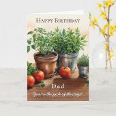 Kruiden en tomaten Plukken van de Crop Dad Verjaar Kaart (Gele Bloem)