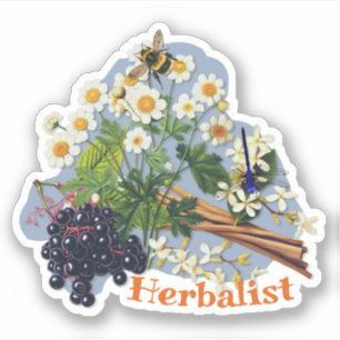 Kruiden Feverfew Bloemen Vlierbes vorm Sticker