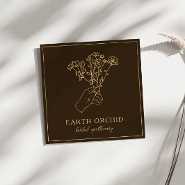 Kruiden + Floral Apothecary Gold & Brown Vierkante Visitekaartje