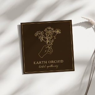 Kruiden + Floral Apothecary Gold & Brown Vierkante Visitekaartje