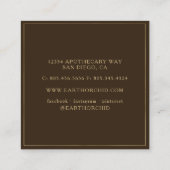 Kruiden + Floral Apothecary Gold & Brown Vierkante Visitekaartje (Achterkant)