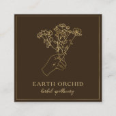 Kruiden + Floral Apothecary Gold & Brown Vierkante Visitekaartje (Voorkant)