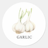 Kruiden Knoflook Waterverf Ronde Sticker (Voorkant)