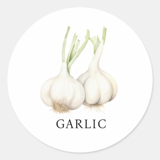 Kruiden Knoflook Waterverf Ronde Sticker (Voorkant)
