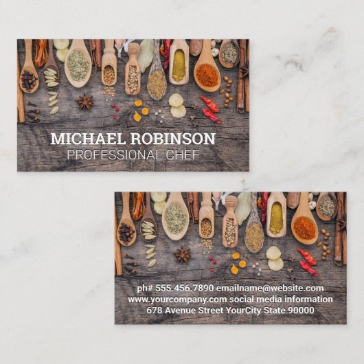 Kruiden op Houten Lepels Visitekaartje (Voorkant / Achterkant)