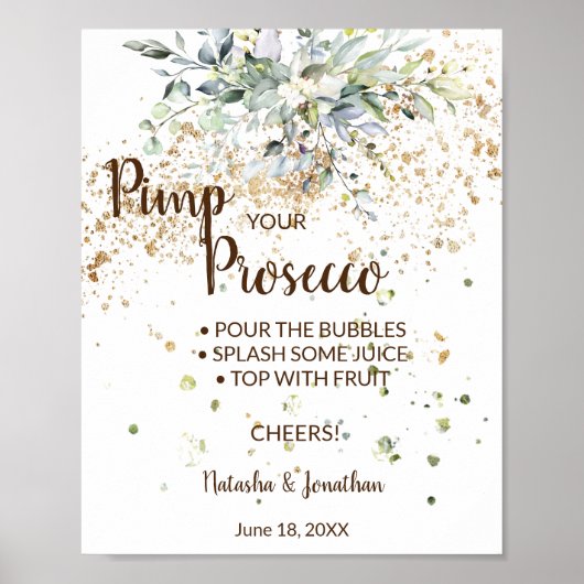 Kruiden Pimp je Prosecco Bruidsfeest Bord Poster (Voorkant)