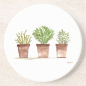 Kruiden sage rosemary thyme waterverf rustige zandsteen onderzetter (Voorkant)