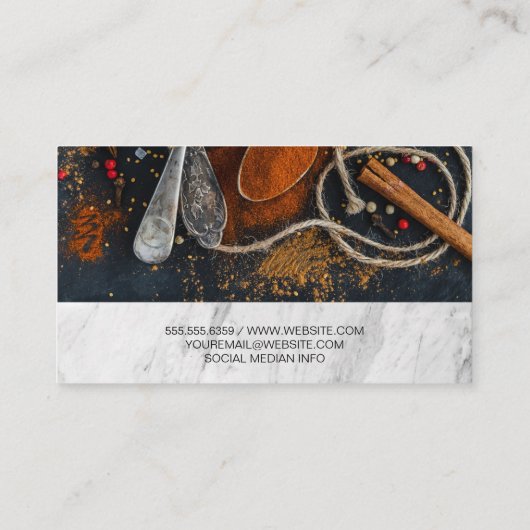 Kruiden specerijen | Chef-Pet en -gereedschap Visitekaartje (Achterkant)