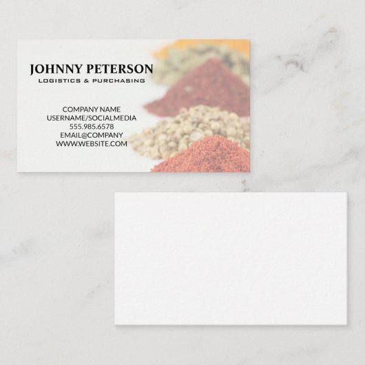 Kruiden & Specerijen | Logistiek Inkoop Goederen Visitekaartje (Voorkant / Achterkant)