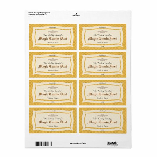 Kruiden & Spice U Pick Kleur Product met Datum Etiket (Full Sheet)