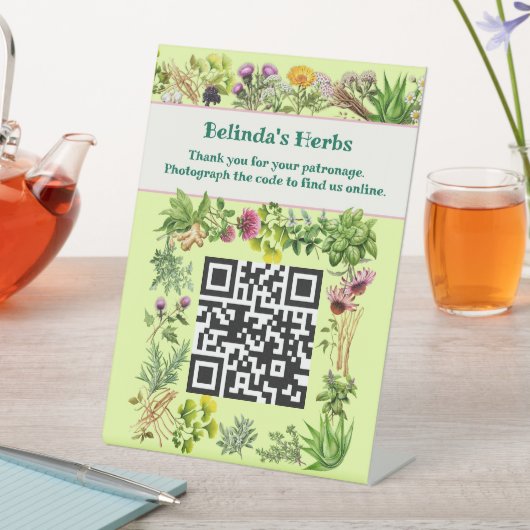 Kruiden Staande Blijf in contact QR-code Tabelteke Reclamebord Met Voetstuk (Insitu)