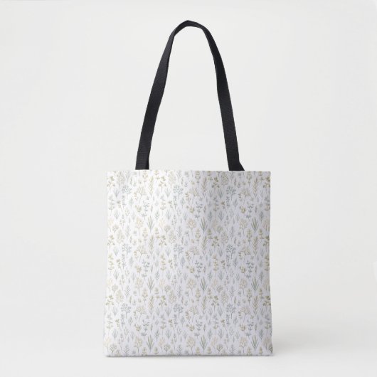 Kruiden Takjes Micro Botanisch Herhalend Patroon Tote Bag (Voorkant)