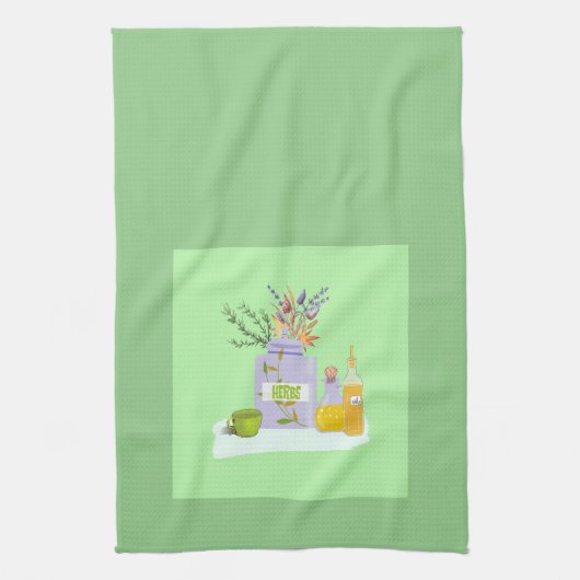 Kruiden Towel Green met oils en bloemen Theedoek (Verticaal)