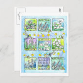 Kruiden Tuin Libellen Honingbijen Waterverf Briefkaart (Voorkant / Achterkant)