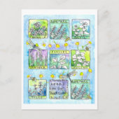 Kruiden Tuin Libellen Honingbijen Waterverf Briefkaart (Voorkant)