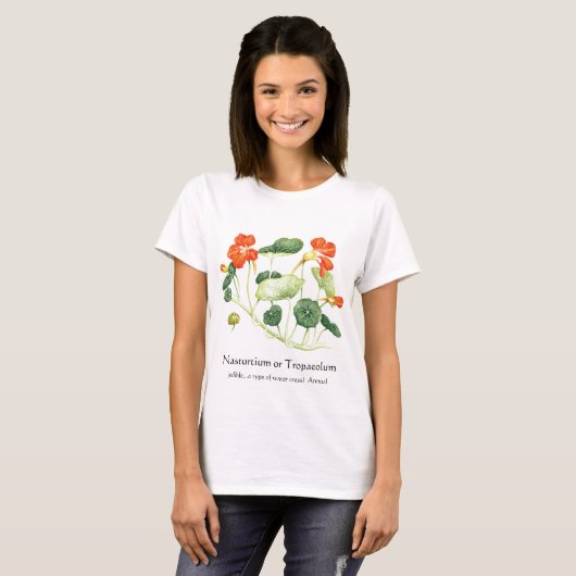 Kruiden Tuin Serie - Nasturtium T-shirt (Voorkant volledig)