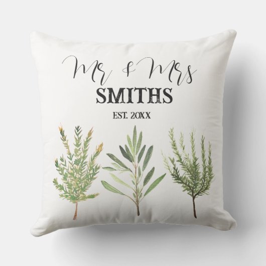 Kruiden Waterverf Sage  Botanisch Buitenkussen (Achterkant)