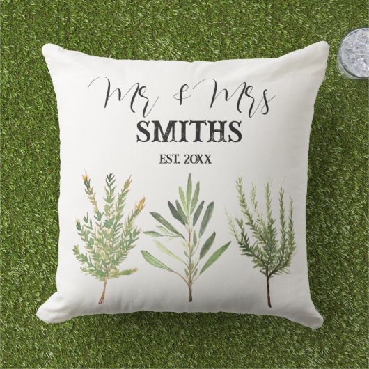 Kruiden Waterverf Sage  Botanisch Buitenkussen (Gras)