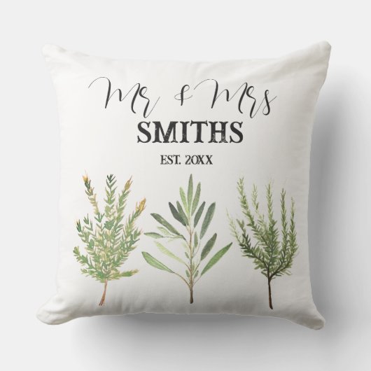 Kruiden Waterverf Sage  Botanisch Buitenkussen (Voorkant)