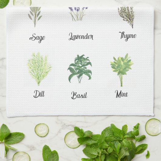 Kruiden Waterverf Salie tijm Rozemarijn Keuken Theedoek (Gevouwen)