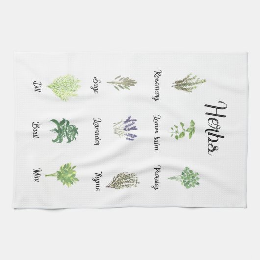 Kruiden Waterverf Salie tijm Rozemarijn Keuken Theedoek (Horizontaal)