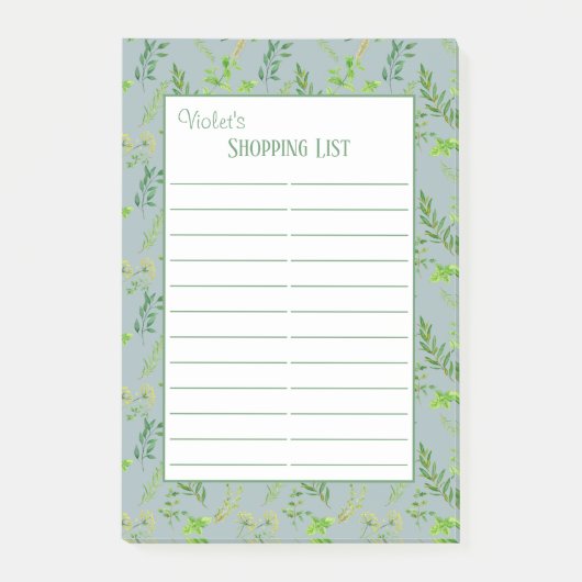 Kruidenbladeren - Blauw 2 kolom bekleed boodschapp Post-it® Notes (Voorkant)