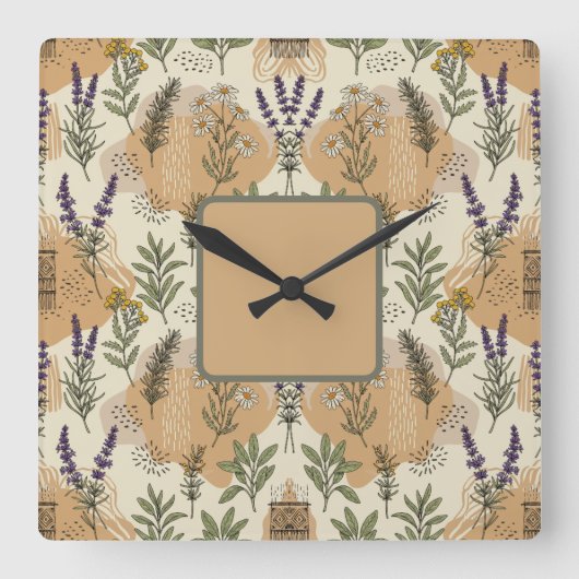 Kruidenbloemen Vierkante Klok (Voorkant)