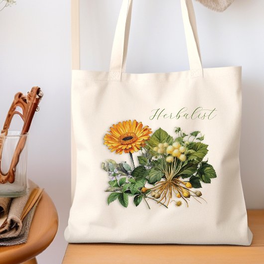 Kruidenbloemist Kruiden Calendula Design Canvas ta Tote Bag
