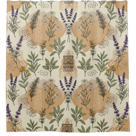 Kruidenbloesems Douchegordijn (Voorkant)