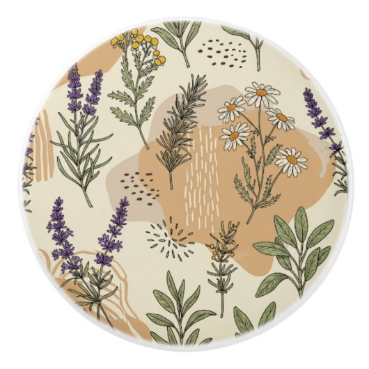 Kruidenbloesems Keramische knop (Voorkant)