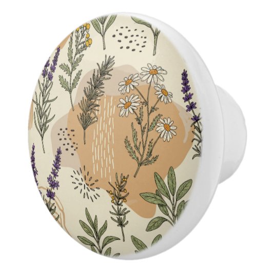 Kruidenbloesems Keramische knop (Rechts)
