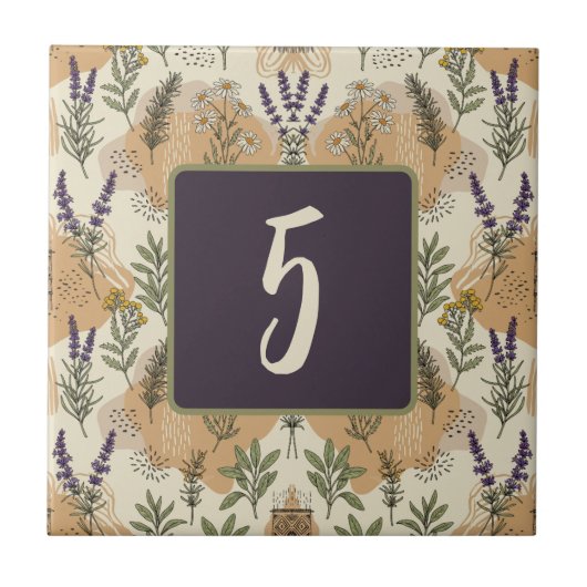 Kruidenbloesems  keramische Tegel Tegeltje (Voorkant)