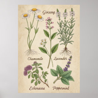 Kruidenelegantie: Medicinale verhalen in inkt - Po Poster