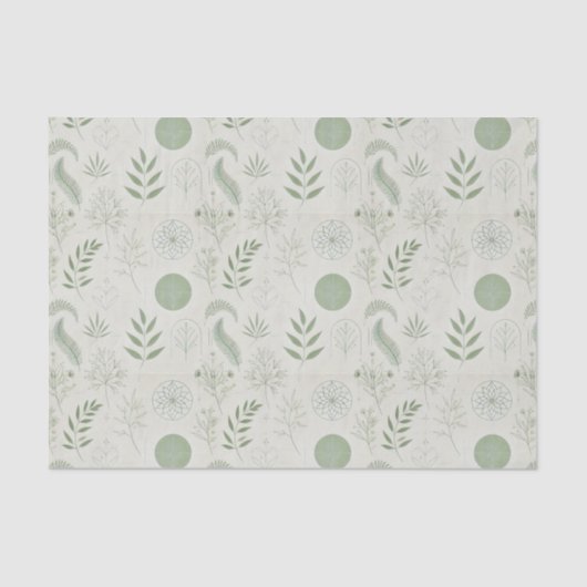 Kruidenelementen in salie groen tissuepapier (Voorkant)