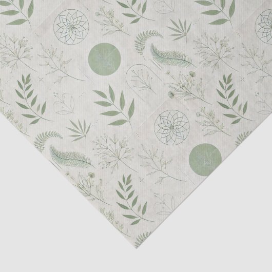 Kruidenelementen in salie groen tissuepapier (Detail)