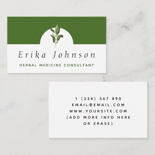 Kruidengeneeskunde consultant minimalistisch donke visitekaartje (Voorkant / Achterkant)