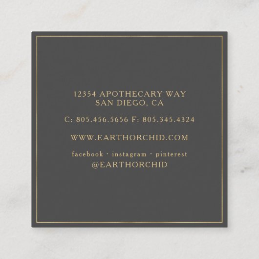 Kruidengeneesmiddelen + Floral Apothecary Gold Squ Vierkante Visitekaartje (Achterkant)