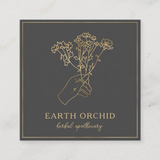 Kruidengeneesmiddelen + Floral Apothecary Gold Squ Vierkante Visitekaartje (Voorkant)