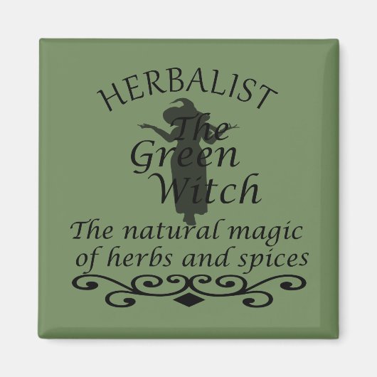 Kruidengenezer groene heks magie natuurlijke genee magneet (Voorkant)