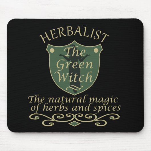 Kruidengenezer groene heks magie natuurlijke genee muismat (Voorkant)