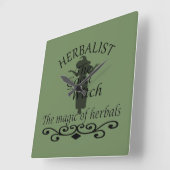 Kruidengenezer groene heks magie natuurlijke genee vierkante klok (Hoek)