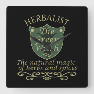 Kruidengenezer groene heks magie natuurlijke genee vierkante klok
