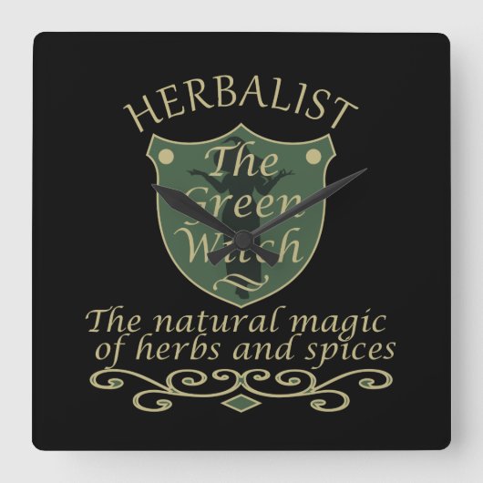 Kruidengenezer groene heks magie natuurlijke genee vierkante klok (Voorkant)