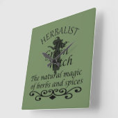 Kruidengenezer groene heks magie natuurlijke genee vierkante klok (Hoek)