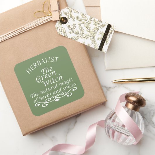 Kruidengenezer groene heks magie natuurlijke genee vierkante sticker (Geschenken)