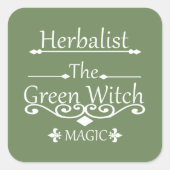 Kruidengenezer groene heks magie natuurlijke genee vierkante sticker (Voorkant)