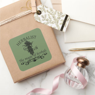 Kruidengenezer groene heks magie natuurlijke genee vierkante sticker