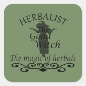 Kruidengenezer groene heks magie natuurlijke genee vierkante sticker (Voorkant)