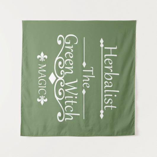 Kruidengenezer groene heks magie natuurlijke genee wandkleed (Voorkant (horizontaal))