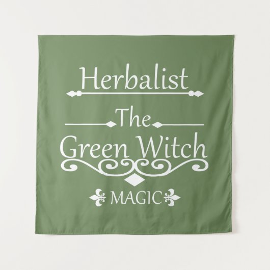 Kruidengenezer groene heks magie natuurlijke genee wandkleed (Voorkant)
